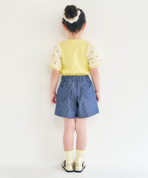 apres les cours（アプレレクール）の「袖刺繍シアースリーブTシャツ（Tシャツ/カットソー・キッズ・ネイビー/アイボリー/イエロー/オレンジ・100/140/130/120/110/90/80）」の6枚目の写真