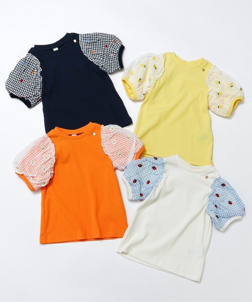 apres les cours（アプレレクール）の「袖刺繍シアースリーブTシャツ（Tシャツ/カットソー・キッズ・ネイビー/アイボリー/イエロー/オレンジ・100/140/130/120/110/90/80）」の7枚目の写真