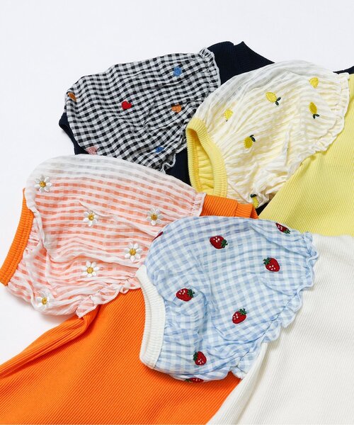 apres les cours（アプレレクール）の「袖刺繍シアースリーブTシャツ（Tシャツ/カットソー・キッズ・ネイビー/アイボリー/イエロー/オレンジ・100/140/130/120/110/90/80）」の8枚目の写真