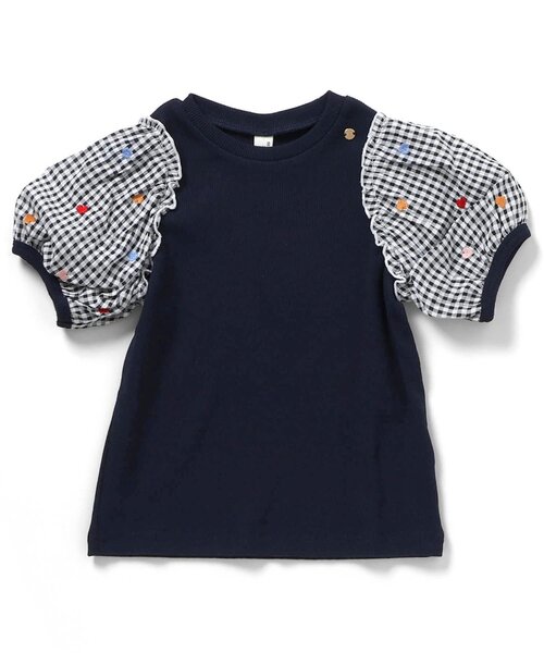 apres les cours（アプレレクール）の「袖刺繍シアースリーブTシャツ（Tシャツ/カットソー・キッズ・ネイビー/アイボリー/イエロー/オレンジ・100/140/130/120/110/90/80）」の12枚目の写真