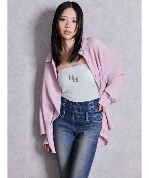 GYDA（ジェイダ）の「Los Angeles Crinkleシャツ（シャツ/ブラウス・レディース・ピンク/オフホワイト/ライトブルー・FREE）」の20枚目の写真