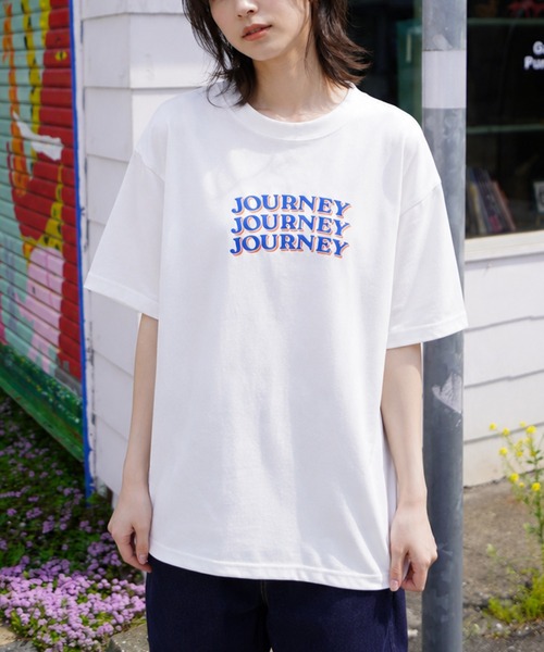 ZIP FIVE(ジップファイブ)の「高密度編み古着風プリント半袖Tシャツ(Tシャツ/カットソー・レディース・イエロー/ホワイト/レッド/ホワイト系/ホワイト系1/ブラック/グレー/チャコールグレー/ネイビー系/ブルー・MEDIUM/LARGE)」の3枚目の写真
