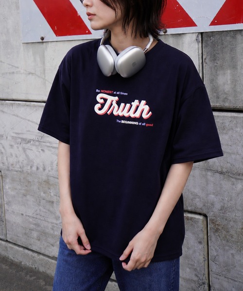 ZIP FIVE(ジップファイブ)の「高密度編み古着風プリント半袖Tシャツ(Tシャツ/カットソー・レディース・イエロー/ホワイト/レッド/ホワイト系/ホワイト系1/ブラック/グレー/チャコールグレー/ネイビー系/ブルー・MEDIUM/LARGE)」の8枚目の写真