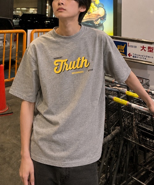 ZIP FIVE(ジップファイブ)の「高密度編み古着風プリント半袖Tシャツ(Tシャツ/カットソー・レディース・イエロー/ホワイト/レッド/ホワイト系/ホワイト系1/ブラック/グレー/チャコールグレー/ネイビー系/ブルー・MEDIUM/LARGE)」の6枚目の写真