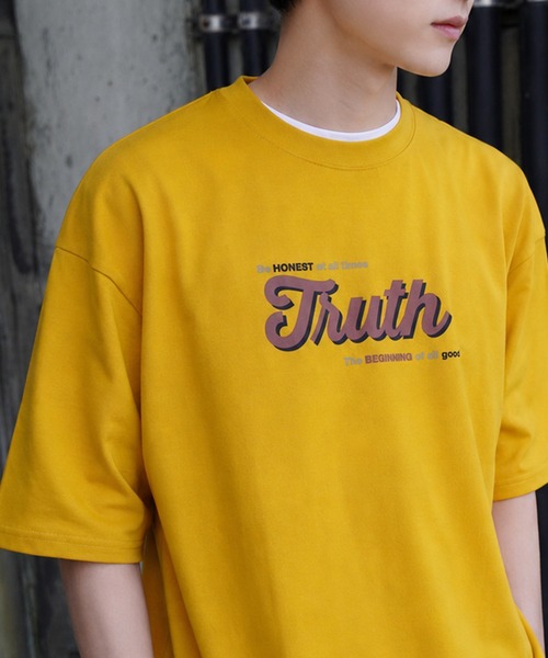 ZIP FIVE(ジップファイブ)の「高密度編み古着風プリント半袖Tシャツ(Tシャツ/カットソー・レディース・イエロー/ホワイト/レッド/ホワイト系/ホワイト系1/ブラック/グレー/チャコールグレー/ネイビー系/ブルー・MEDIUM/LARGE)」の9枚目の写真