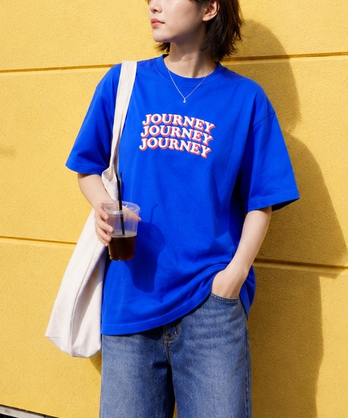ZIP FIVE(ジップファイブ)の「高密度編み古着風プリント半袖Tシャツ(Tシャツ/カットソー・レディース・イエロー/ホワイト/レッド/ホワイト系/ホワイト系1/ブラック/グレー/チャコールグレー/ネイビー系/ブルー・MEDIUM/LARGE)」の7枚目の写真