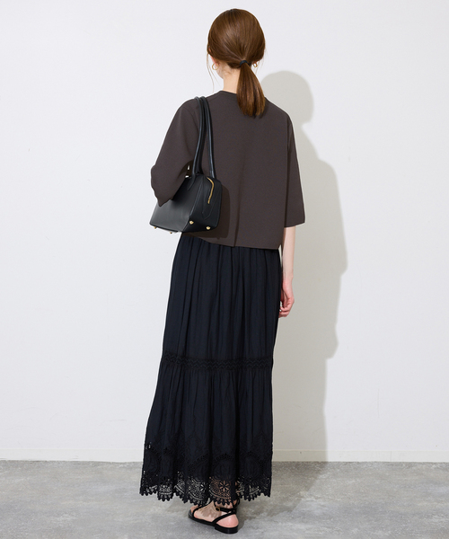 SLOBE IENA（スローブイエナ）の「《遮熱/UVカット/》ハーフスリーブニットカーディガン（カーディガン/ボレロ・レディース・チャコールグレー/グリーン/アイボリー・FREE）」の5枚目の写真