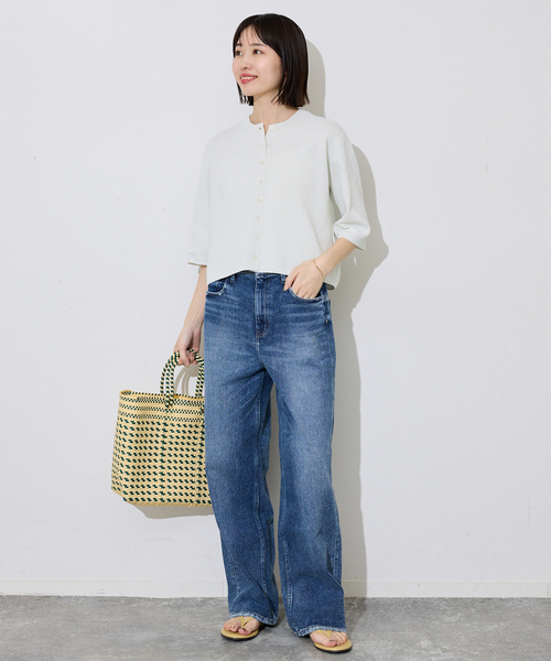 SLOBE IENA（スローブイエナ）の「《遮熱/UVカット/》ハーフスリーブニットカーディガン（カーディガン/ボレロ・レディース・チャコールグレー/グリーン/アイボリー・FREE）」の9枚目の写真