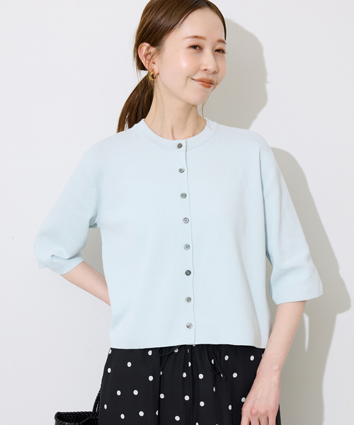 SLOBE IENA（スローブイエナ）の「《遮熱/UVカット/》ハーフスリーブニットカーディガン（カーディガン/ボレロ・レディース・チャコールグレー/グリーン/アイボリー・FREE）」の20枚目の写真