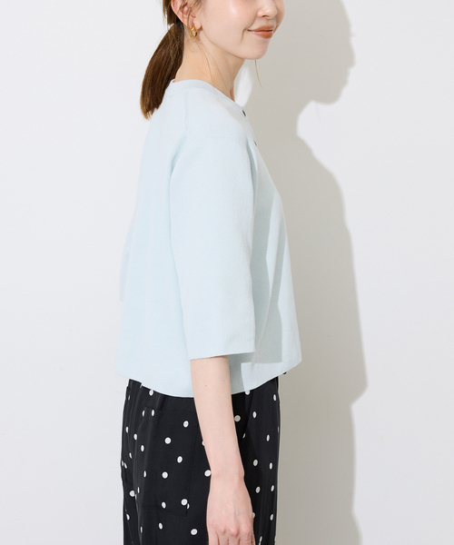 SLOBE IENA（スローブイエナ）の「《遮熱/UVカット/》ハーフスリーブニットカーディガン（カーディガン/ボレロ・レディース・チャコールグレー/グリーン/アイボリー・FREE）」の21枚目の写真