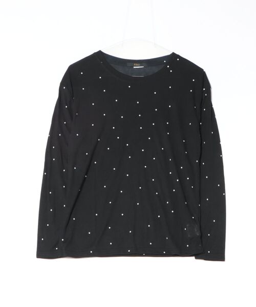 Ritzy(リッツィー)の「ドット柄 ゆったりロングスリーブ T シャツ(Tシャツ/カットソー・レディース・グレー/ホワイト/ブラック・FREE)」の14枚目の写真