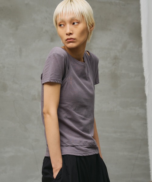 paradigm（パラダイム）の「【paradigm】シアーコットン2ピースレイヤードセットS/S（Tシャツ/カットソー・レディース・グリーン系その他/ピンク/ホワイト/ブラック/チャコールグレー・SMALL/MEDIUM）」の4枚目の写真