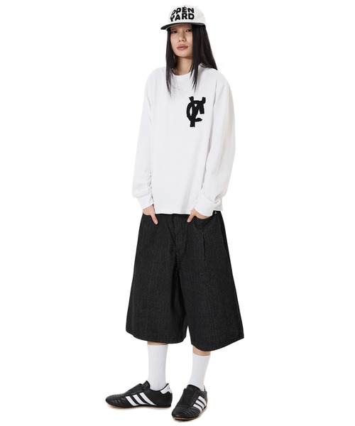 OY（オーワイ）の「『OY/オーワイ』STRIPE EMB WIDE SHORTS /ストライプエンブワイドショートパンツ（その他パンツ・メンズ・ブラック・L/M/S）」の2枚目の写真