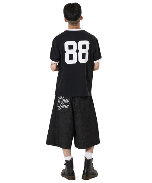 OY（オーワイ）の「『OY/オーワイ』STRIPE EMB WIDE SHORTS /ストライプエンブワイドショートパンツ（その他パンツ・メンズ・ブラック・L/M/S）」の4枚目の写真