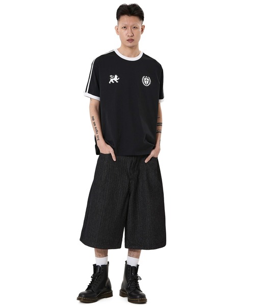 OY（オーワイ）の「『OY/オーワイ』STRIPE EMB WIDE SHORTS /ストライプエンブワイドショートパンツ（その他パンツ・メンズ・ブラック・L/M/S）」の3枚目の写真