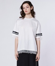 ESSENTIAL（エッセンシャル）の「シングルジャージ袖ラインレースTシャツ（Tシャツ/カットソー）」