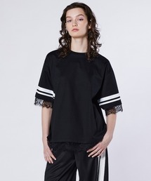 ESSENTIAL（エッセンシャル）の「シングルジャージ袖ラインレースTシャツ（Tシャツ/カットソー）」