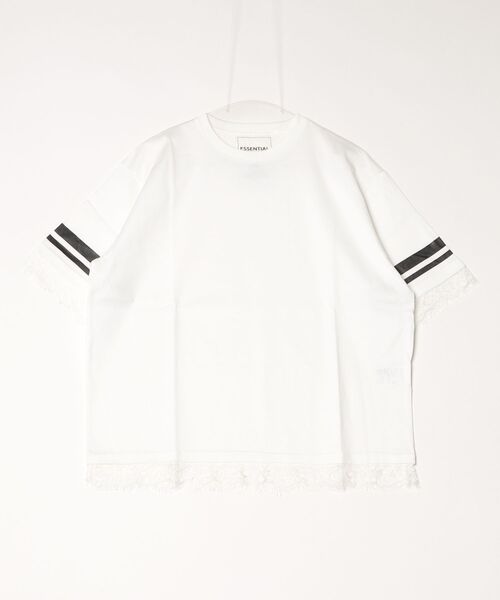 ESSENTIAL（エッセンシャル）の「シングルジャージ袖ラインレースTシャツ（Tシャツ/カットソー・レディース・ブラック/オフホワイト・FREE）」の16枚目の写真