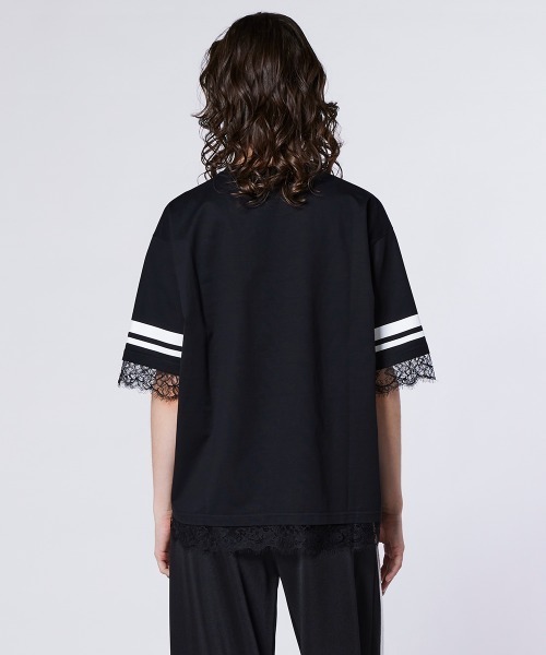 ESSENTIAL（エッセンシャル）の「シングルジャージ袖ラインレースTシャツ（Tシャツ/カットソー・レディース・ブラック/オフホワイト・FREE）」の5枚目の写真