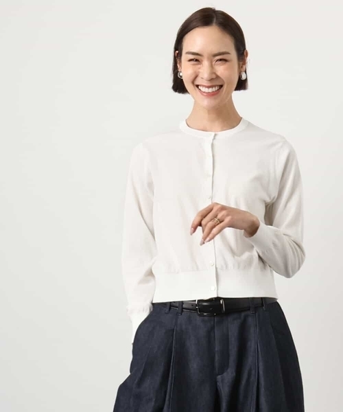 MICHEL KLEIN（ミッシェル・クラン）の「[アンサンブル対応]シアーカーディガン（カーディガン/ボレロ・レディース・ライラック/アイボリー/ブルー・38/40）」の2枚目の写真