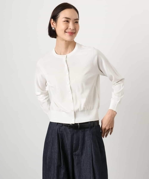 MICHEL KLEIN（ミッシェル・クラン）の「[アンサンブル対応]シアーカーディガン（カーディガン/ボレロ・レディース・ライラック/アイボリー/ブルー・38/40）」の4枚目の写真