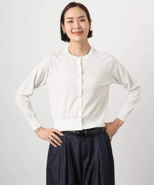 MICHEL KLEIN（ミッシェル・クラン）の「[アンサンブル対応]シアーカーディガン（カーディガン/ボレロ・レディース・ライラック/アイボリー/ブルー・38/40）」の5枚目の写真