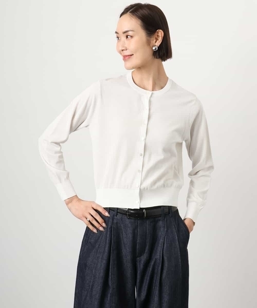 MICHEL KLEIN（ミッシェル・クラン）の「[アンサンブル対応]シアーカーディガン（カーディガン/ボレロ・レディース・ライラック/アイボリー/ブルー・38/40）」の6枚目の写真