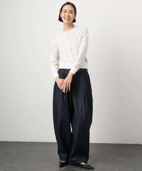 MICHEL KLEIN（ミッシェル・クラン）の「[アンサンブル対応]シアーカーディガン（カーディガン/ボレロ・レディース・ライラック/アイボリー/ブルー・38/40）」の9枚目の写真