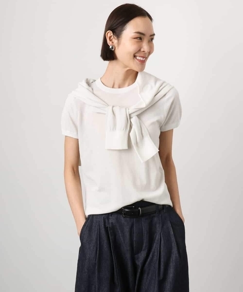 MICHEL KLEIN（ミッシェル・クラン）の「[アンサンブル対応]シアーカーディガン（カーディガン/ボレロ・レディース・ライラック/アイボリー/ブルー・38/40）」の12枚目の写真