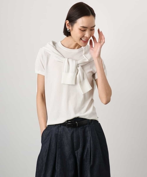 MICHEL KLEIN（ミッシェル・クラン）の「[アンサンブル対応]シアーカーディガン（カーディガン/ボレロ・レディース・ライラック/アイボリー/ブルー・38/40）」の13枚目の写真