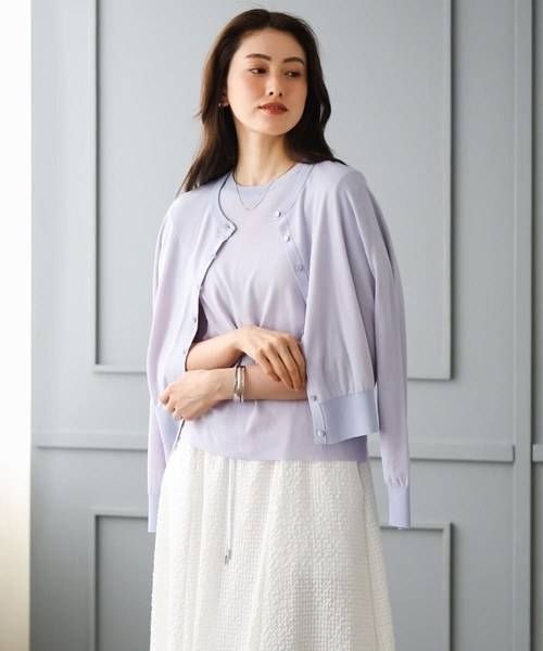 MICHEL KLEIN（ミッシェル・クラン）の「[アンサンブル対応]シアーカーディガン（カーディガン/ボレロ・レディース・ライラック/アイボリー/ブルー・38/40）」の22枚目の写真