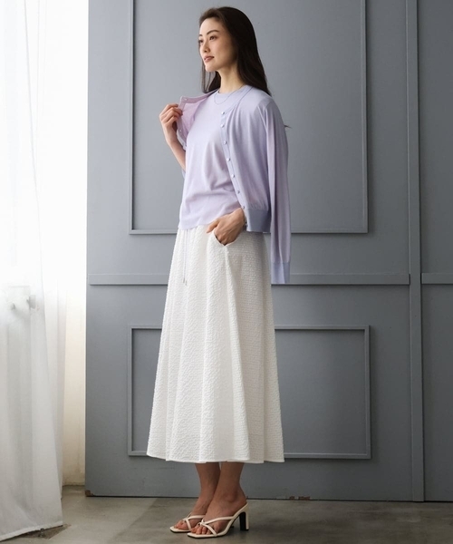 MICHEL KLEIN（ミッシェル・クラン）の「[アンサンブル対応]シアーカーディガン（カーディガン/ボレロ・レディース・ライラック/アイボリー/ブルー・38/40）」の20枚目の写真
