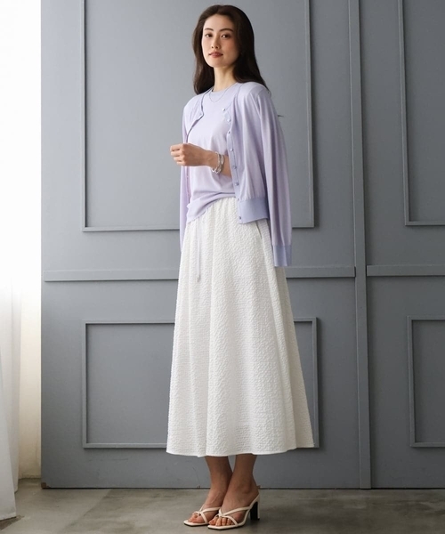 MICHEL KLEIN（ミッシェル・クラン）の「[アンサンブル対応]シアーカーディガン（カーディガン/ボレロ・レディース・ライラック/アイボリー/ブルー・38/40）」の19枚目の写真