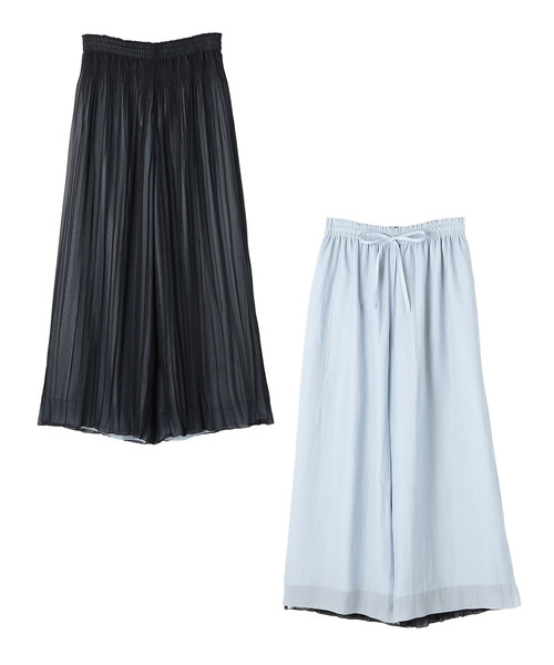 K.T KIYOKO TAKASE(キヨコタカセ)の「カッセン×シフォン リバーシブル プリーツパンツ(その他パンツ・レディース・ブラック系その他/ネイビー/ブラウン系その他・7号/9号)」の4枚目の写真