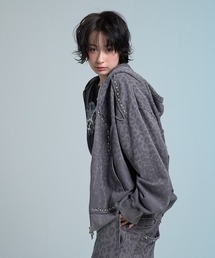 VI E DIT（ヴィエディット）の「Stud Bleach Leopard Zip Hoodie/スタッズブリーチレオパードジップフーディ〈セットアップ着用可能〉（パーカー）」