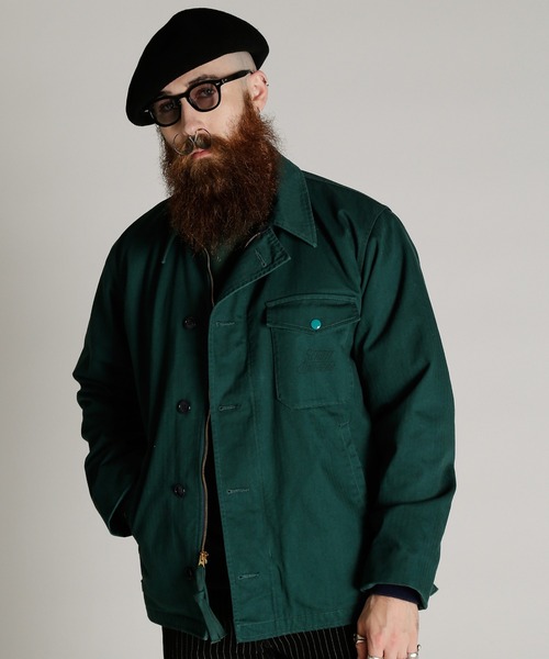 Schott（ショット）の「Schott/ショット/H.B A-2 JKT/ヘリンボーン A-2 ジャケット（ミリタリージャケット・メンズ・ダークグリーン/ブラック・M/L/XL/2XL）」の4枚目の写真
