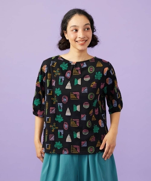 Jocomomola(ホコモモラ)の「Sala de baile ブークレジャカードカットソー(Tシャツ/カットソー・レディース・ブラック/オレンジ・40)」の5枚目の写真