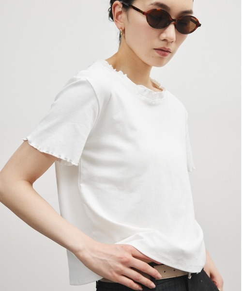 ELTONE(エルトーン)の「メロウネックハーフスリーブトップス(Tシャツ/カットソー・レディース・ブルー/ブラック/ホワイト・FREE)」の4枚目の写真
