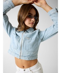 GUESS JEANS Cropped Zip Trucker デニムジャケット