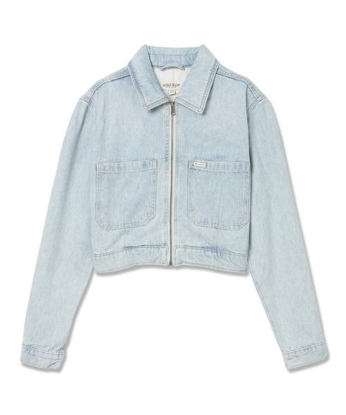GUESS JEANS(ゲスジーンズ)の「GUESS JEANS Cropped Zip Trucker デニムジャケット(デニムジャケット・レディース・ライトブルー・X-SMALL/SMALL/MEDIUM)」の13枚目の写真