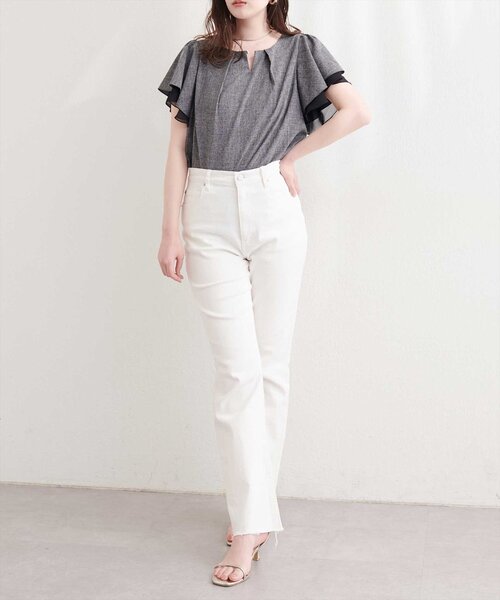 natural couture(ナチュラルクチュール)の「シアー重ねフリルブラウス(シャツ/ブラウス・レディース・ブラック/サックスブルー/ライトベージュ/ミント・FREE)」の8枚目の写真