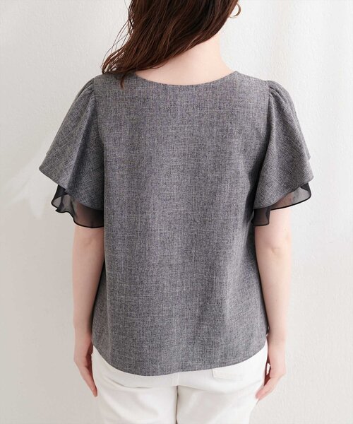 natural couture(ナチュラルクチュール)の「シアー重ねフリルブラウス(シャツ/ブラウス・レディース・ブラック/サックスブルー/ライトベージュ/ミント・FREE)」の11枚目の写真