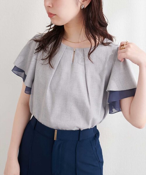 natural couture(ナチュラルクチュール)の「シアー重ねフリルブラウス(シャツ/ブラウス・レディース・ブラック/サックスブルー/ライトベージュ/ミント・FREE)」の18枚目の写真