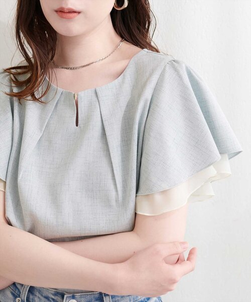 natural couture(ナチュラルクチュール)の「シアー重ねフリルブラウス(シャツ/ブラウス・レディース・ブラック/サックスブルー/ライトベージュ/ミント・FREE)」の22枚目の写真
