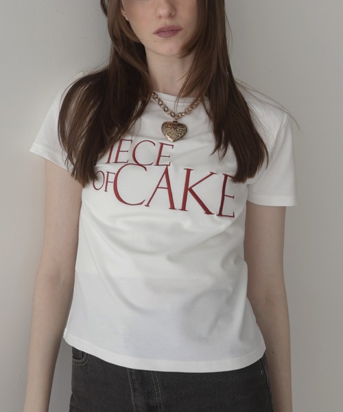 Mili affinity(ミリアフィニティー)の「刺繍ロゴTシャツ(Tシャツ/カットソー・レディース・杢グレー/オフホワイト/ブラック/ネイビー/ピンク・FREE)」の1枚目の写真