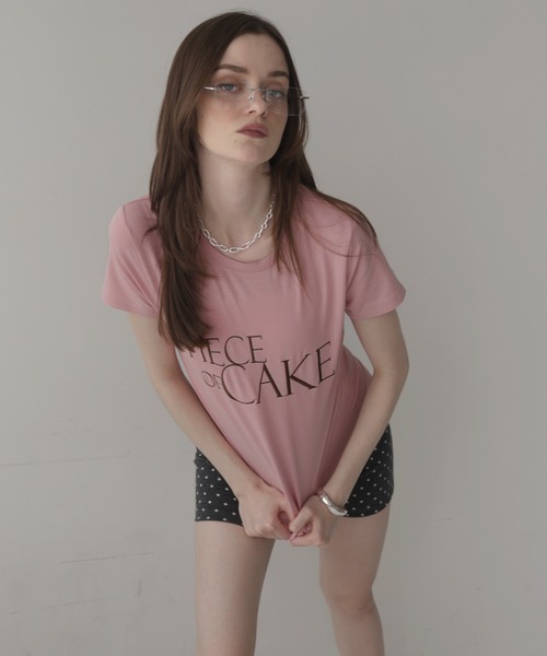 Mili affinity(ミリアフィニティー)の「刺繍ロゴTシャツ(Tシャツ/カットソー・レディース・杢グレー/オフホワイト/ブラック/ネイビー/ピンク・FREE)」の5枚目の写真