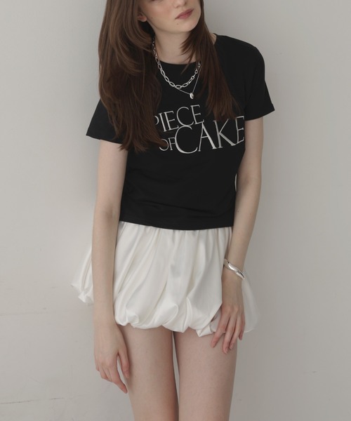 Mili affinity(ミリアフィニティー)の「刺繍ロゴTシャツ(Tシャツ/カットソー・レディース・杢グレー/オフホワイト/ブラック/ネイビー/ピンク・FREE)」の2枚目の写真