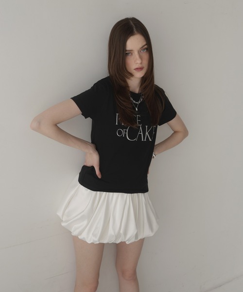 Mili affinity(ミリアフィニティー)の「刺繍ロゴTシャツ(Tシャツ/カットソー・レディース・杢グレー/オフホワイト/ブラック/ネイビー/ピンク・FREE)」の7枚目の写真