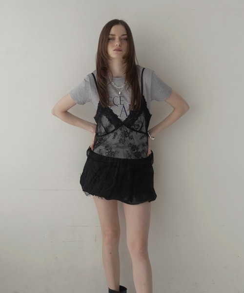 Mili affinity(ミリアフィニティー)の「刺繍ロゴTシャツ(Tシャツ/カットソー・レディース・杢グレー/オフホワイト/ブラック/ネイビー/ピンク・FREE)」の15枚目の写真