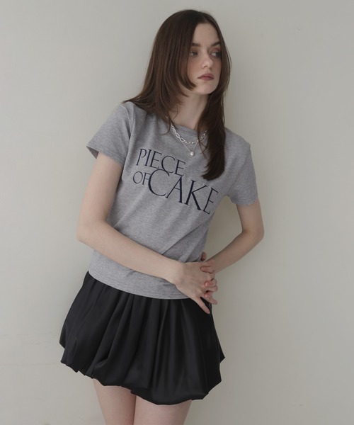 Mili affinity(ミリアフィニティー)の「刺繍ロゴTシャツ(Tシャツ/カットソー・レディース・杢グレー/オフホワイト/ブラック/ネイビー/ピンク・FREE)」の16枚目の写真